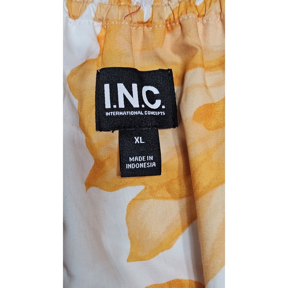 INC International Women's Orange Floral Smocked Cotton Midi Dress Size XL - Picture 9 of 10
